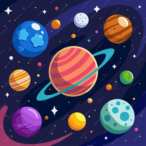 Planets in the Galaxy clip art and Vector Design With a White ...