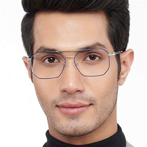 Buy Silver Blue Black Full Rim Geometric John Jacobs Supreme Steel JJ ...