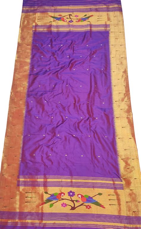 Stunning Purple Paithani Handloom Silk Dupatta with Triple Muniya Border