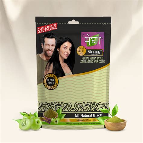 Megha Henna Based Hair Color - Natural Black ( AMMONIA FREE ) | With O ...