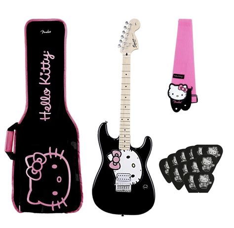 Hello Kitty Electric Guitar w/ Gig Bag, Strap and Picks by Fender Rare ...