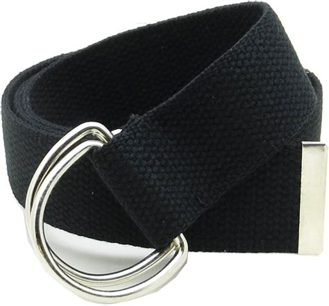 Canvas Web Belt Double D-Ring Buckle 1.5" Wide with Metal Tip Solid ...