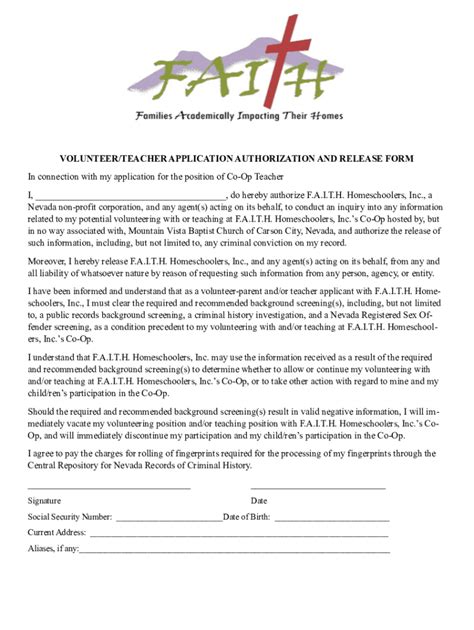 Fillable Online Teacher Verifiacation Authorization Release Form ...