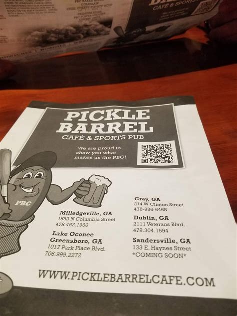 Menu at Pickle Barrel Cafe & Sports Pub - Dublin, Dublin