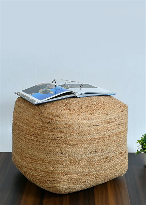 Get Jute Textured Cube Pouffe at ₹ 1549 | LBB Shop