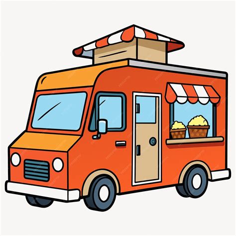 A cartoon drawing of a food truck with a sign that says quot ice cream ...