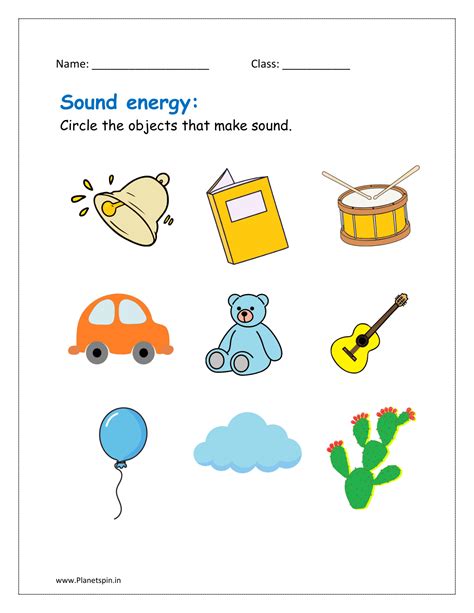 Sound energy worksheets pdf for kindergarten | Planetspin.in