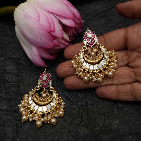 Kundan chandbali Earrings | Polki chandbali Earrings | Trendy Jewellery