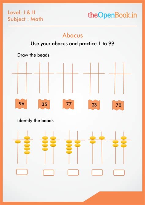 Use your abacus and practice 1 to 99