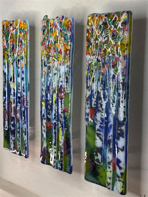 Colorful Aspen Fused Glass Framed Art - Etsy