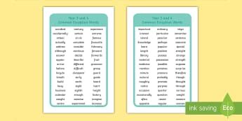 Year 3 and Year 4 Spelling Words - Y3/Y4 Statutory Spellings