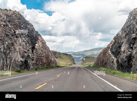 Highway 285 with nobody Saguache, Colorado with rural countryside and ...