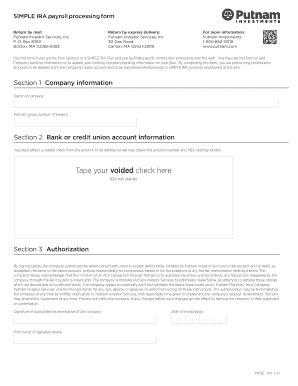 Fillable Online SIMPLE IRA payroll processing form Category Fax Email ...
