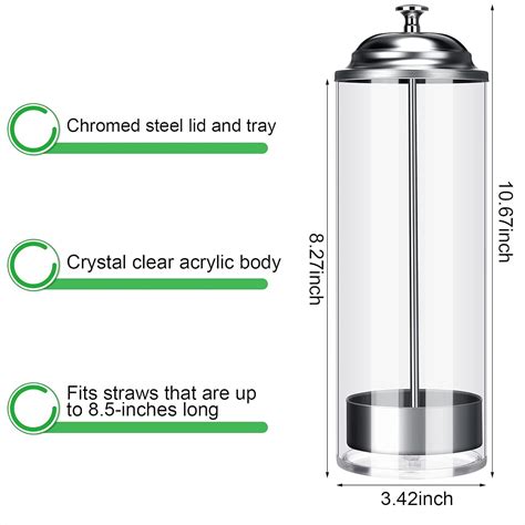 Buy Plastic Straw Dispenser 100 Pcs Drinking Straw Organizer Container ...