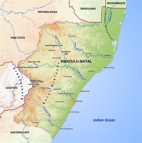 KwaZulu-Natal map - South Africa