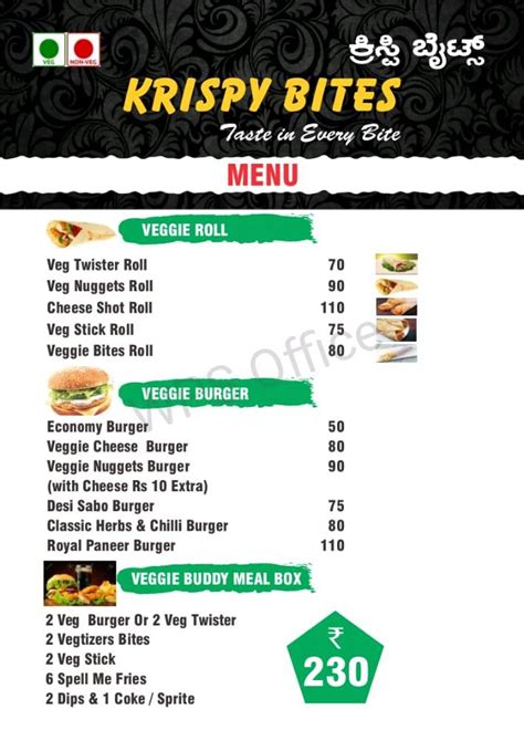 Menu at Krispy bites, Bengaluru, 23