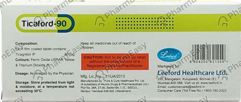 Buy Ticaford 90 MG Tablet (14) Online at Flat 15% OFF | PharmEasy