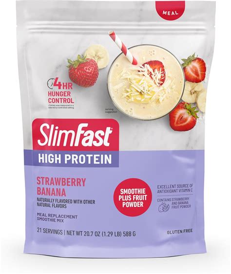 Amazon.com: SlimFast High Protein Smoothie Mix Plus Fruit Powder, High Protein Meal Replacement ...