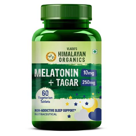 Buy Vlado's Himalayan Organics Melatonin 10mg+Tagar 250mg, 60 Tablets ...