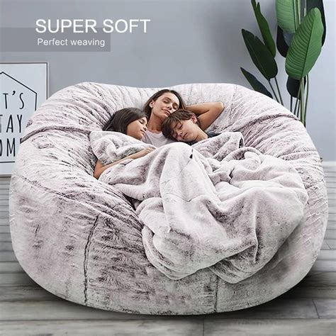 Buy Faux Fur Bean Bag Chair(No Filler), Luxury Fluffy Bean Bags Adult ...