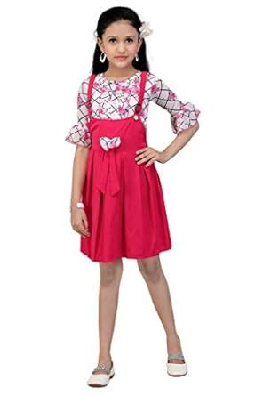 Buy aadika Ruffle Print Top with Dangri Style Dress (Pink, 7-8 Years ...