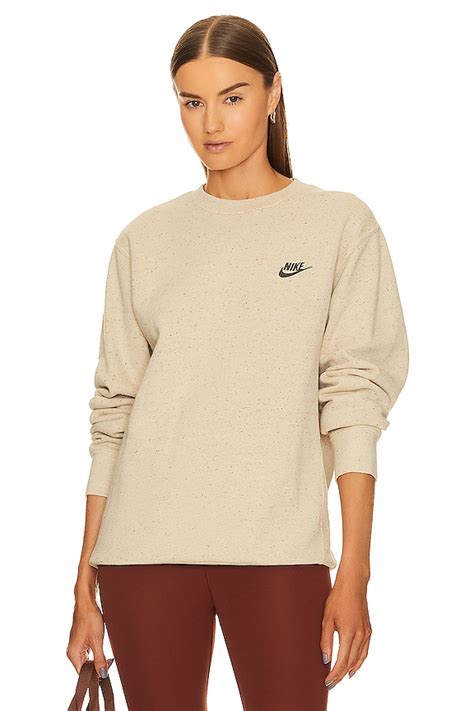 Nike Brushed Back Crew Neck Sweatshirt in Limestone | REVOLVE