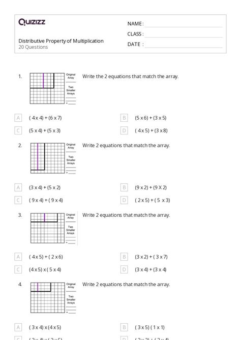 50+ Distributive Property of Multiplication worksheets for 6th Class on ...