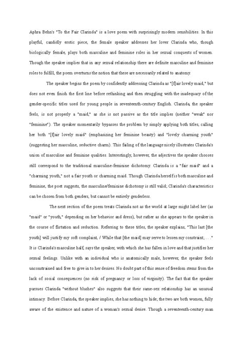 Aphra Behn's "To the Fair Clarinda": Poem Analysis and Interpretation ...