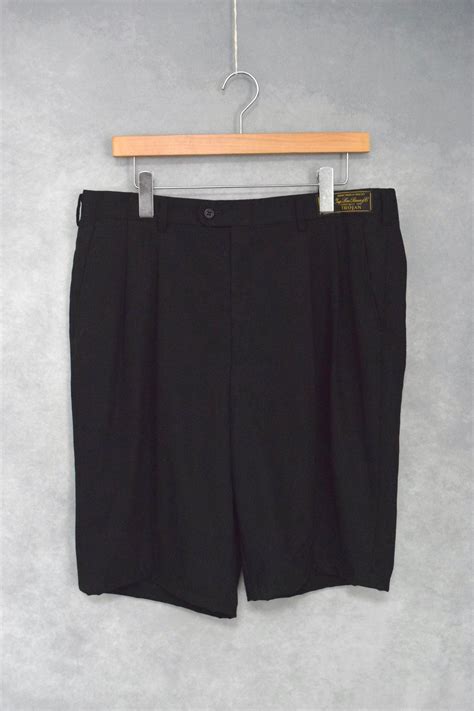 old " loro piana " 100% black summer wool two tuck shorts / made in ...