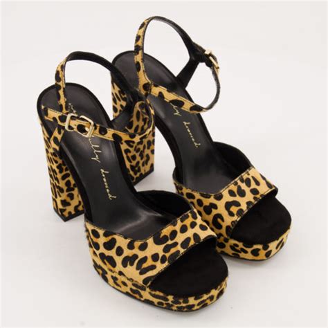 Black Leather Leopard Platform Heel - TK Maxx UK