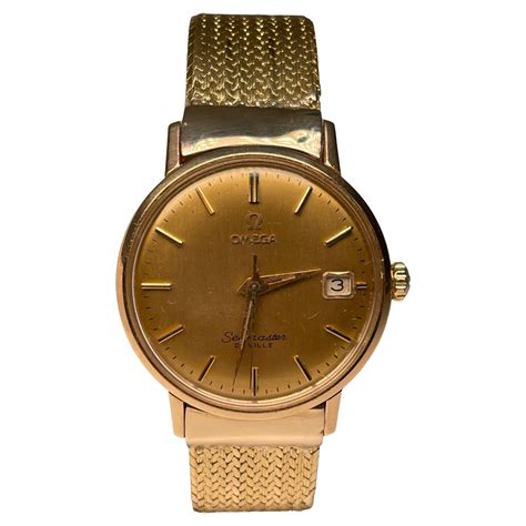 1960s Retro Omega De Ville 18 Karat Gold Men's Watch For Sale at ...