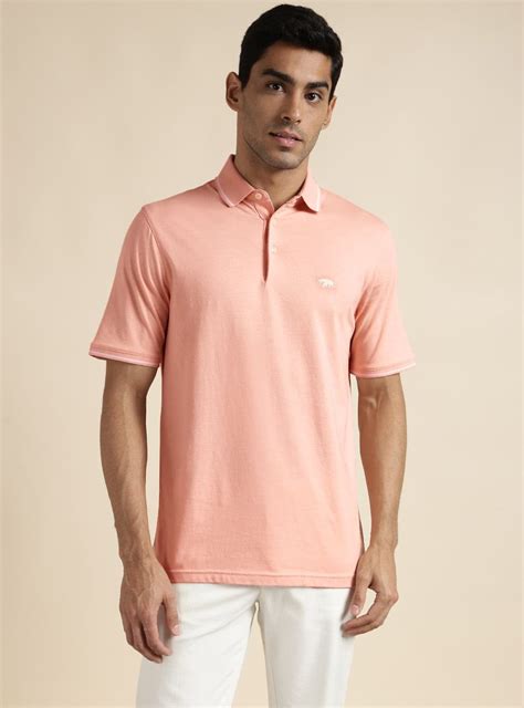 Buy Peach Polo | Casual Pink Solid Polos & Tees for Men Online | Andamen