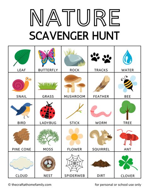 Free Nature Scavenger Hunt Printable - Educational Printable Worksheets