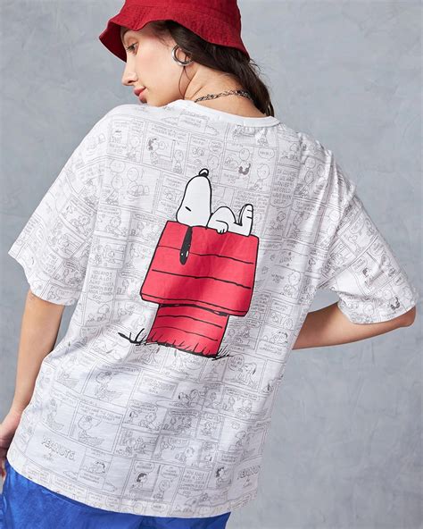 Buy Women's White Snoopy All Over Printed Oversized T-shirt Online at ...