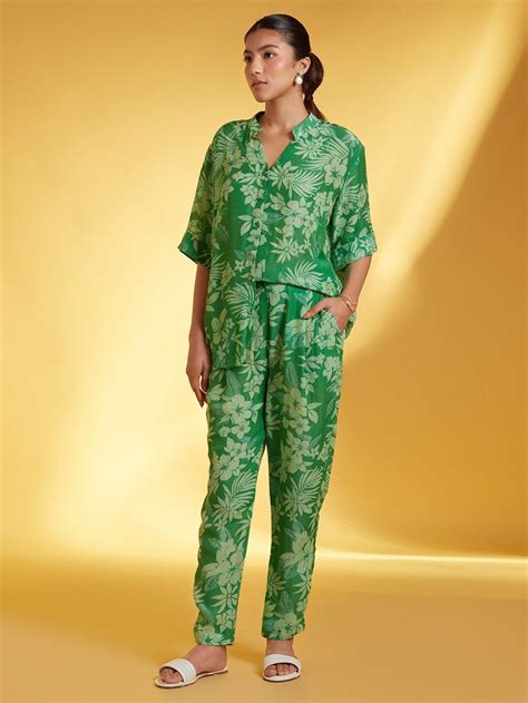 Buy Green Printed Cotton Co-ord Set- Set of 2 | KAAS61FEB102/KP/G ...