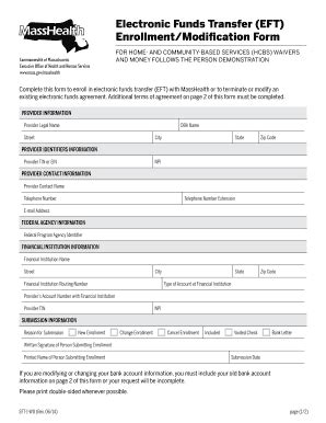 Massachusetts EFT Enrollment Form - Blank Fillable Template | Fill Out ...