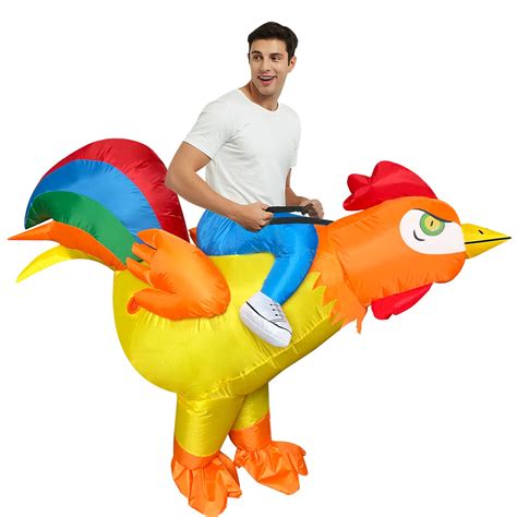 Inflatable Costume Adult Ride On Chicken Costume Funny Halloween ...