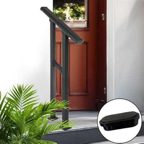 Outdoor Handrails End Cap, Black Wrought Iron Hand Rail Stair Railing ...