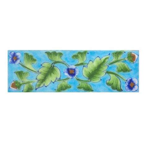 Leafy Motif On Turquiose Base Tile – NEERJA INTERNATIONAL INC