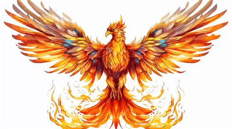 Majestic phoenix fire bird legendary animal isolated on white ...