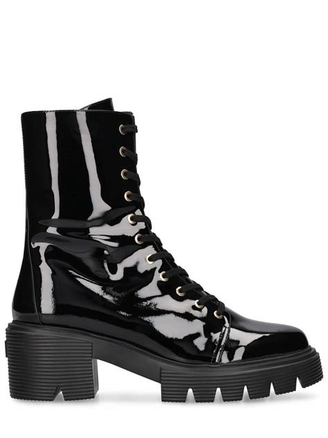 STUART WEITZMAN - 60mm Soho Patent Leather Combat Boots Stuart Weitzman