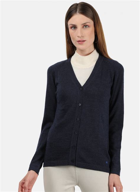 Buy Women Navy Blue Solid Cardigan Online in India - Monte Carlo
