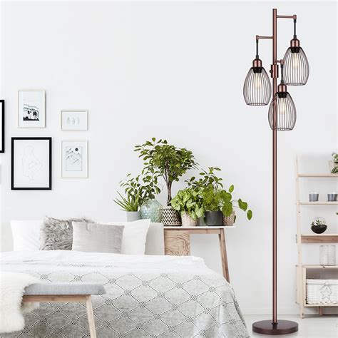 17 Stories Farmhouse Industrial Floor Lamp Standing Tree Lamp With ...