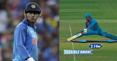 MS Dhoni Shows His Flexibility As He Stretches Over Two Metres To Get ...