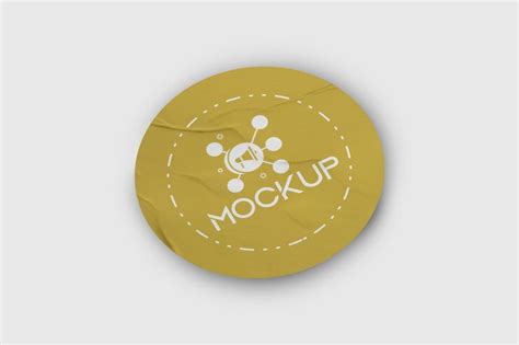 Realistic sticker mockup design psd template promotional round label ...