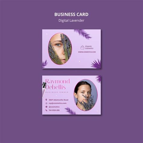 Digital lavender business card template | Free PSD