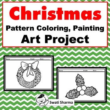 Christmas, Pattern Coloring, Painting Art Project, No Prep Sub Plan ...