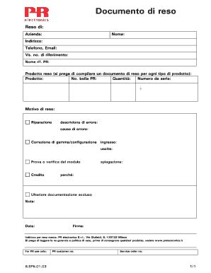 Modulo Reso Merce Generico Pdf - Fill Online, Printable, Fillable ...