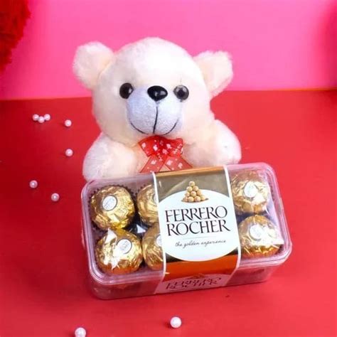 Teddy Bear with Ferrero Rocher Box | OyeGifts Gift Combo