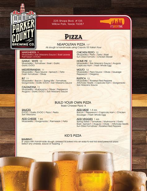 Parker County Brewing Company menu in Willow Park, Texas, USA
